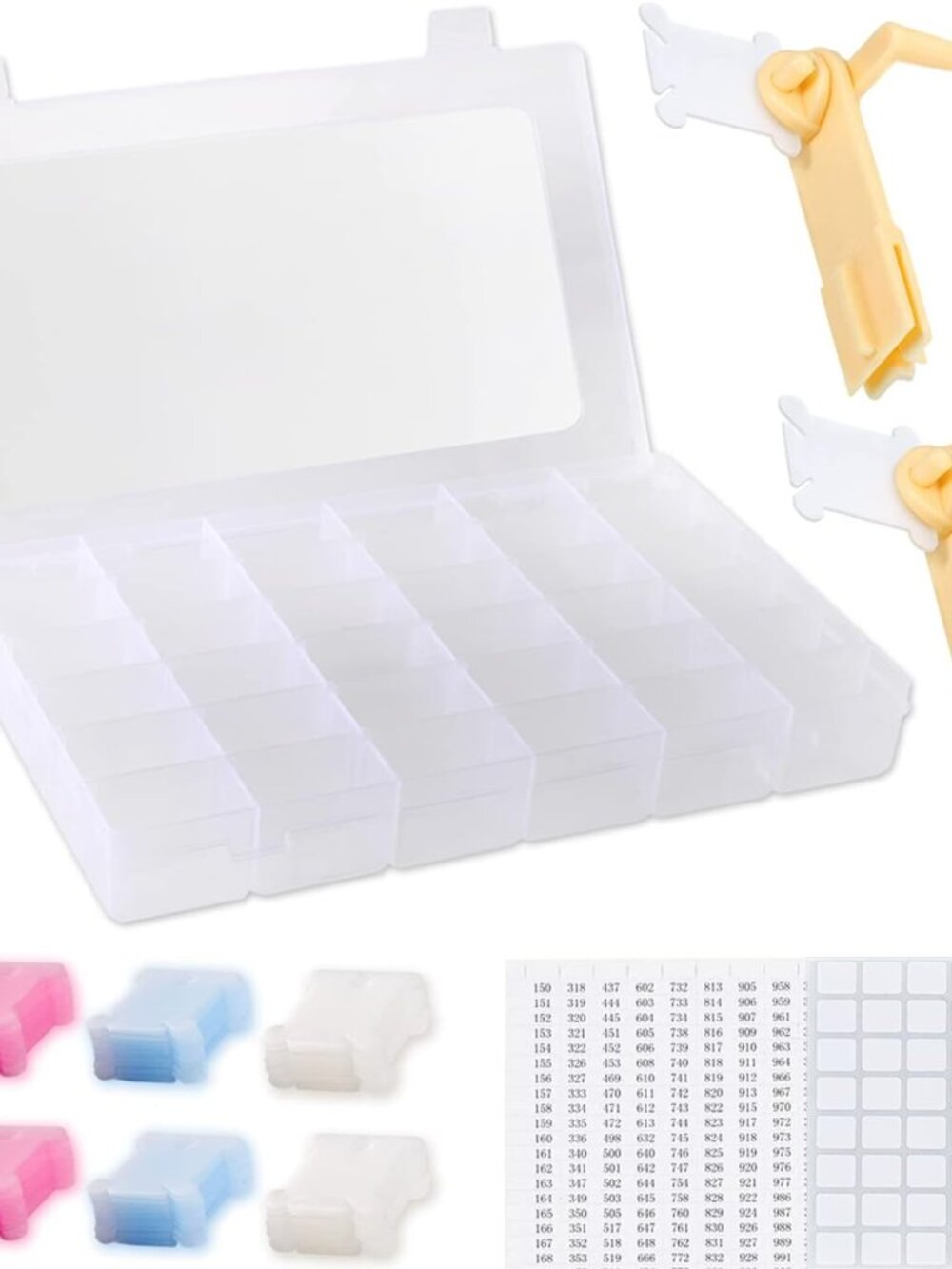 Embroidery Floss Organizer Box Tools - Bobbin Winder, 1 Removable 36 Compartment
